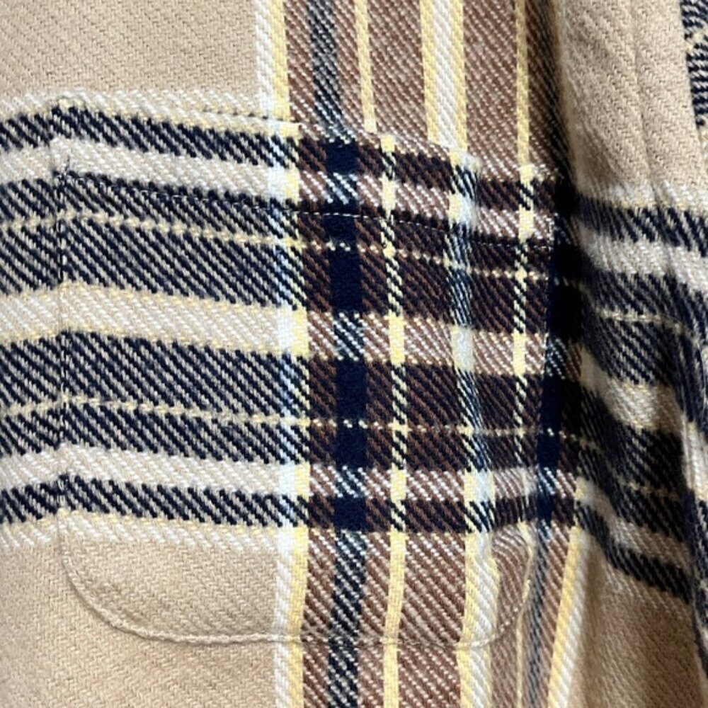 Portuguese Flannel Plaid Shirt - Tan/Brown/Black - Size L - Picture 3 of 9